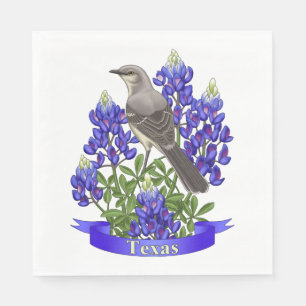 Texas State Mockingbird & Bluebonnet Flower Servet