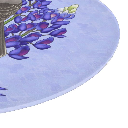 Texas State Mockingbird & Bluebonnet Flower Snijplank (Hoek)