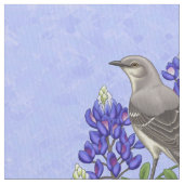 Texas State Mockingbird & Bluebonnet Flower Stof (Close Up)