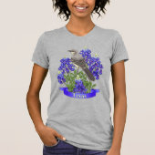 Texas State Mockingbird & Bluebonnet Flower T-shirt (Voorkant)