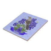 Texas State Mockingbird & Bluebonnet Flower Tegeltje (Zijkant)