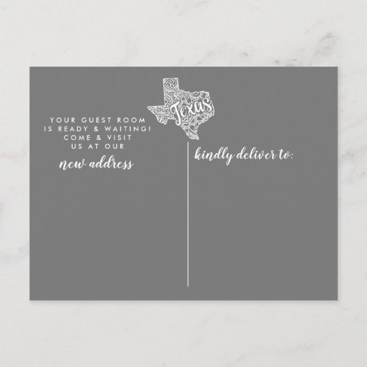 TEXAS State Moving Notice Post Kaart (Achterkant)