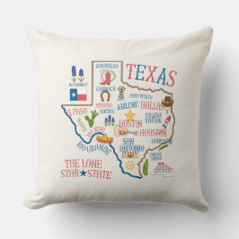 Texas State oriëntatiepunten Illustratie Kussen -