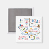 Texas State oriëntatiepunten Illustratie Magnet (Voorkant / Achterkant)