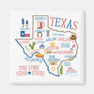 Texas State oriëntatiepunten Illustratie Magnet