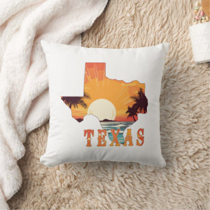 Texas State Outline Beach Sunset Kussen