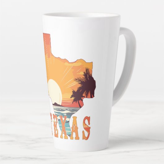 Texas State Outline Beach Sunset Latte Mok (Rechterhoek)