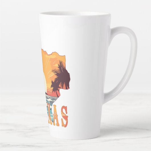Texas State Outline Beach Sunset Latte Mok (Rechts)