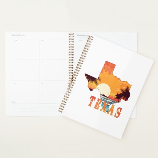 Texas State Outline Beach Sunset Planner (Display)