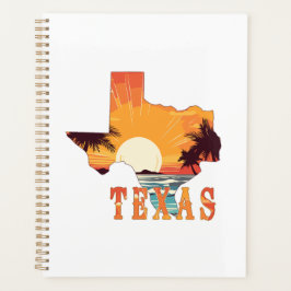 Texas State Outline Beach Sunset Planner