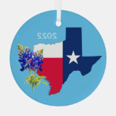Texas State Outline en Bluebonnets Ornament (Achterkant)