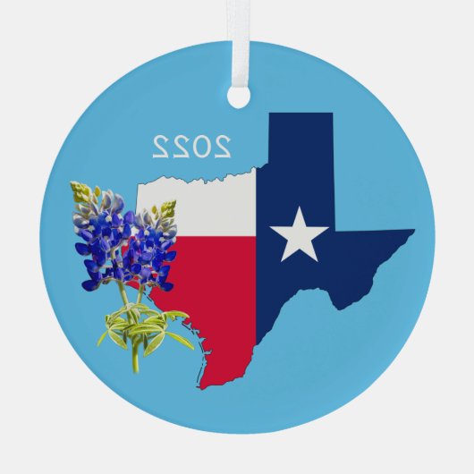 Texas State Outline en Bluebonnets Ornament (Achterkant)