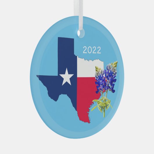 Texas State Outline en Bluebonnets Ornament (Voorkant Rechts)