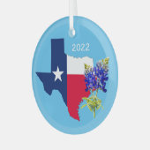 Texas State Outline en Bluebonnets Ornament (Voorkant links)