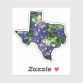 Texas State Outline met Bluebonnets Sticker (Vel)