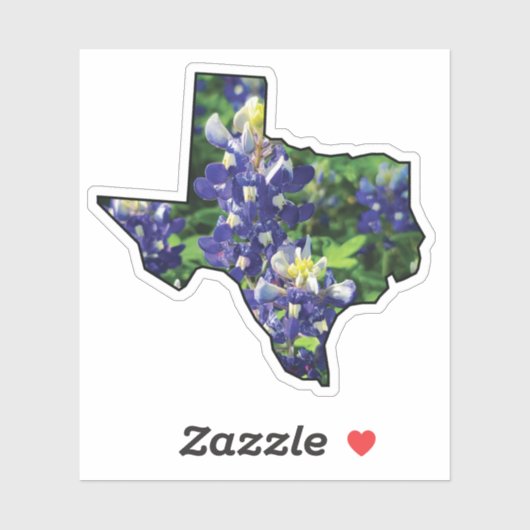 Texas State Outline met Bluebonnets Sticker (Vel)