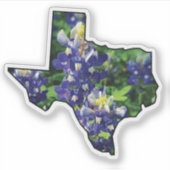 Texas State Outline met Bluebonnets Sticker (Voorkant)