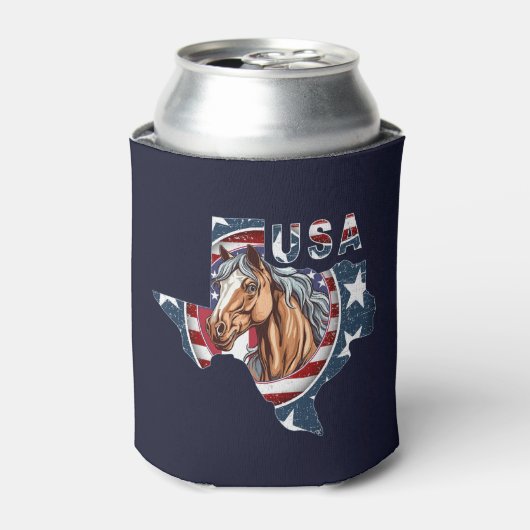 Texas State Outline Verenigde Staten Horse Blikjeskoeler (Blikje Voorkant)