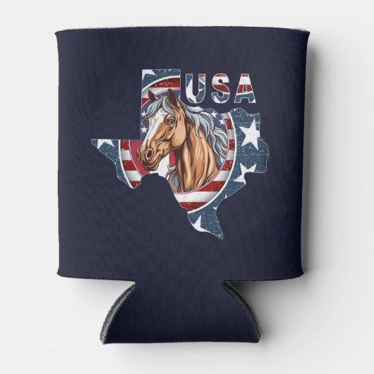 Texas State Outline Verenigde Staten Horse Blikjeskoeler (Voorkant)