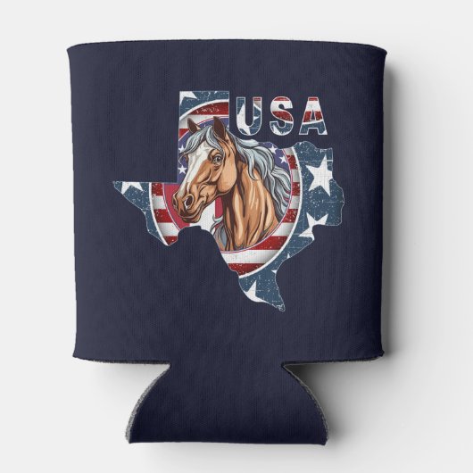 Texas State Outline Verenigde Staten Horse Blikjeskoeler (Achterkant)