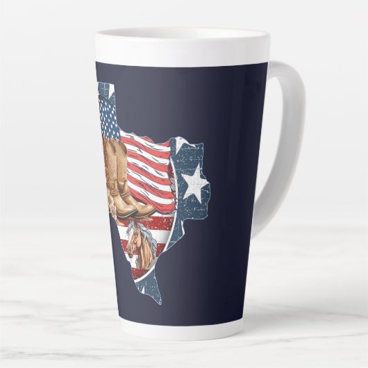 Texas State Outline Verenigde Staten Horse Latte Mok (Rechterhoek)