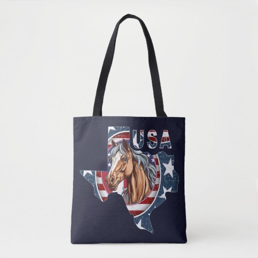 Texas State Outline Verenigde Staten Horse Tote Bag (Voorkant)