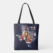 Texas State Outline Verenigde Staten Horse Tote Bag (Achterkant)