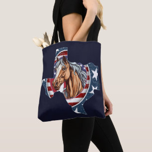 Texas State Outline Verenigde Staten Horse Tote Bag