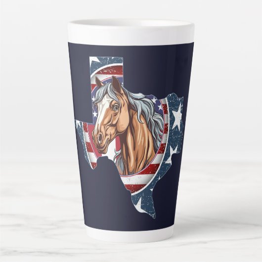 Texas State Overzicht USA Paard Latte Mok (Voorkant)