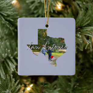 Texas State Photo insert and town name Keramisch Ornament