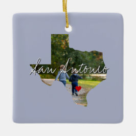 Texas State Photo insert and town name Keramisch Ornament