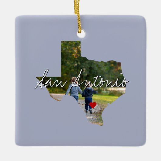 Texas State Photo insert and town name Keramisch Ornament (Voorkant)