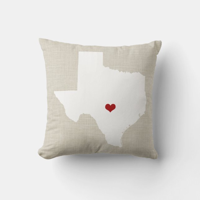 Texas State Pillow Faux Linen Persoonlijk hart Kussen (Voorkant)