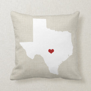 Texas State Pillow Faux Linen Persoonlijk hart Kussen