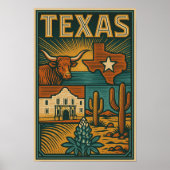 Texas State Poster –  muurkunst (Voorkant)