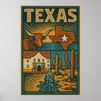 Texas State Poster – muurkunst