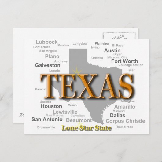 Texas State Pride Map Silhouette Briefkaart (Voorkant / Achterkant)