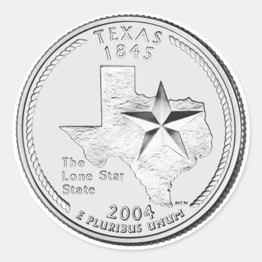 Texas State Quarter Ronde Sticker (Voorkant)