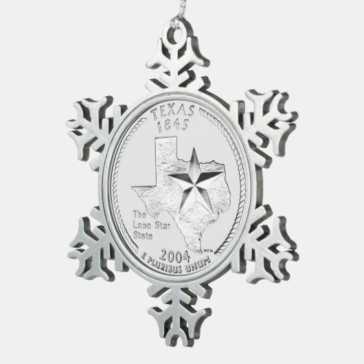 Texas State Quarter Tin Sneeuwvlok Ornament (Rechts)
