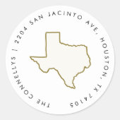 Texas State Return-adreslabels Ronde Sticker (Voorkant)