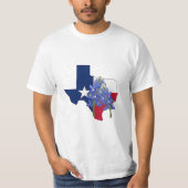 Texas State Shape Flag and Bluebonnets T-Shirt (Voorkant)