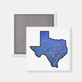 Texas State Shape Vlag en Bluebonnets Magnet (Voorkant / Achterkant)