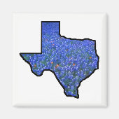 Texas State Shape Vlag en Bluebonnets Magnet (Voorkant)