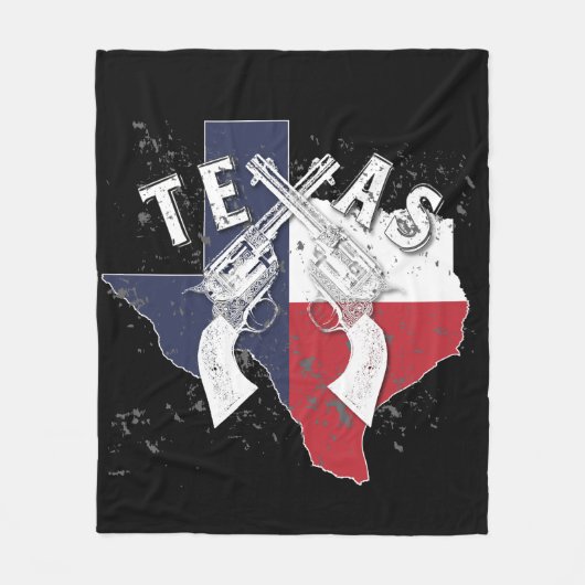 Texas State Souvenir Crossed Six Shooter Pistols Fleece Deken (Voorkant)
