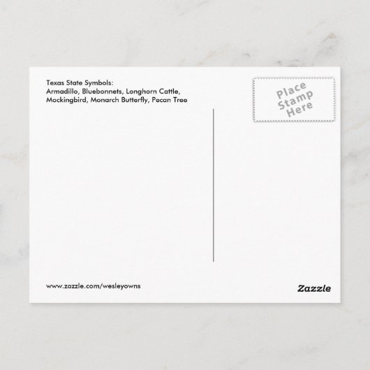 Texas State Symbols Briefkaart (Achterkant)