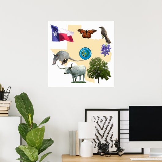 Texas State Symbols Poster (Thuiskantoor)