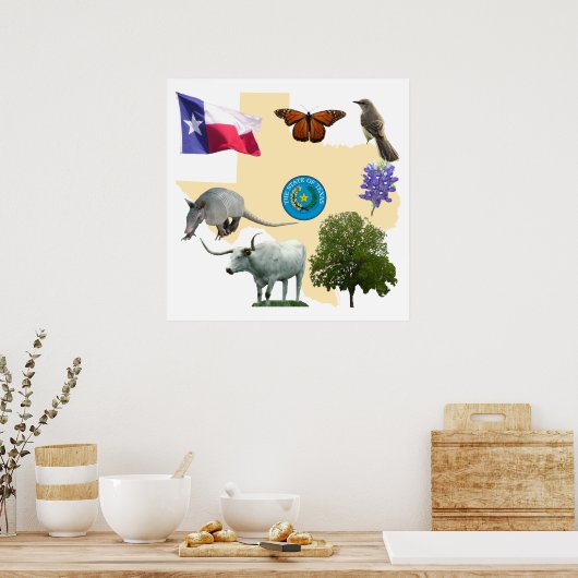 Texas State Symbols Poster (Keuken)