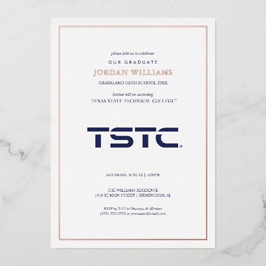 Texas State Technical College Afstuderen Folie Uitnodiging (Voorkant)