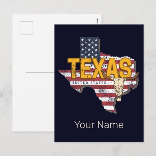 Texas State Verenigde Staten Retrokaart Verenigde Feestdagenkaart (Voorkant / Achterkant)