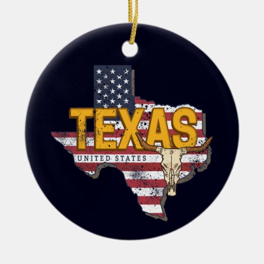 Texas State Verenigde Staten Retrokaart  Verenigde Keramisch Ornament (Voorkant)